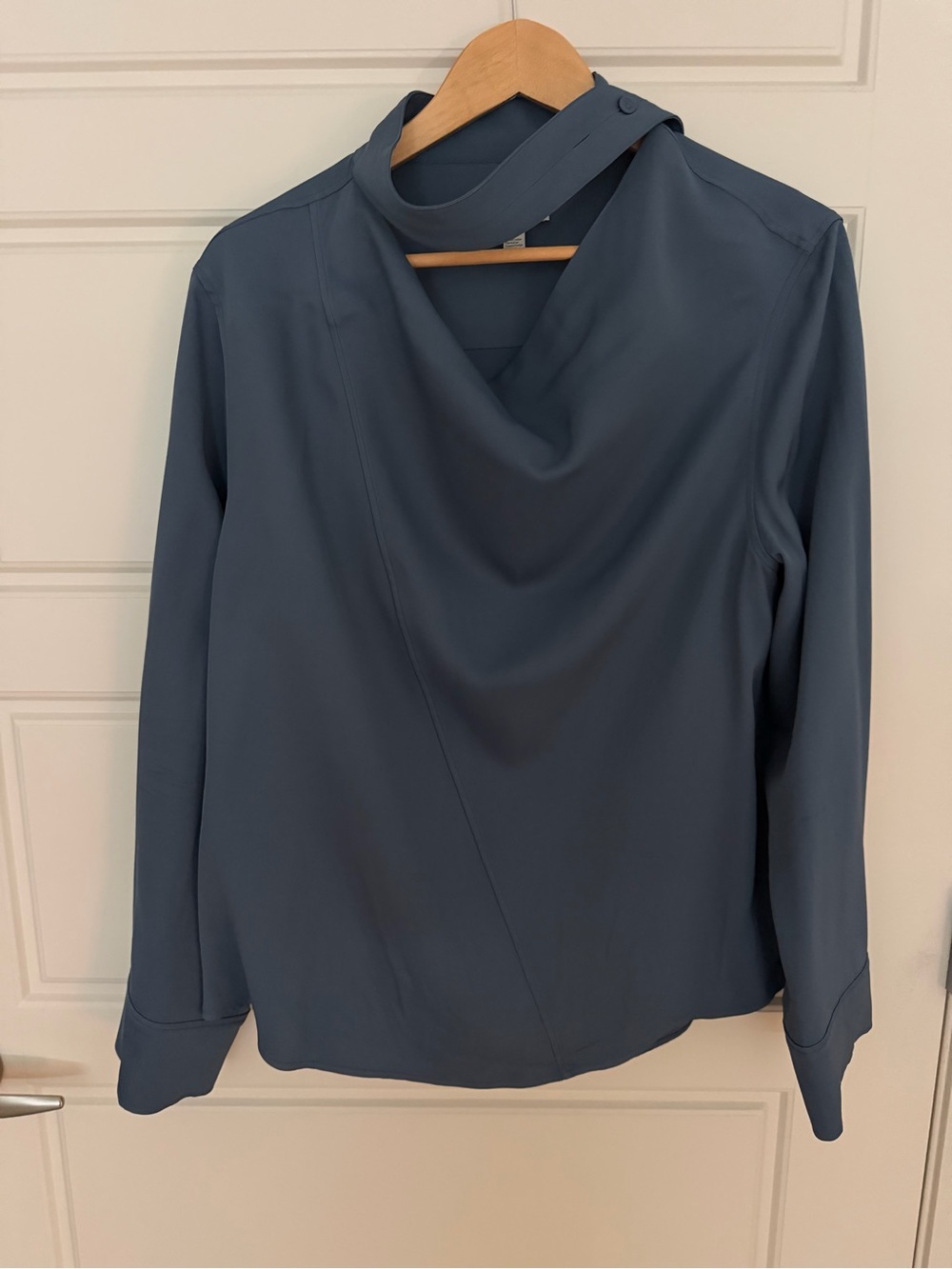 COS Draped Long-Sleeve Top in Slate Blue
